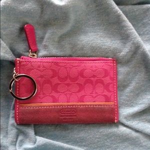 Pink COACH Signature Coin Purse